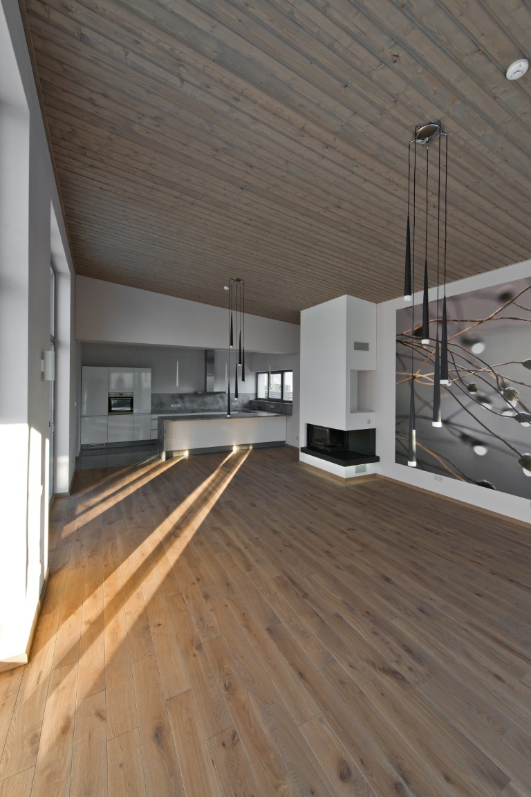 Ecowood Eichenparkett im offenen Wohnraum